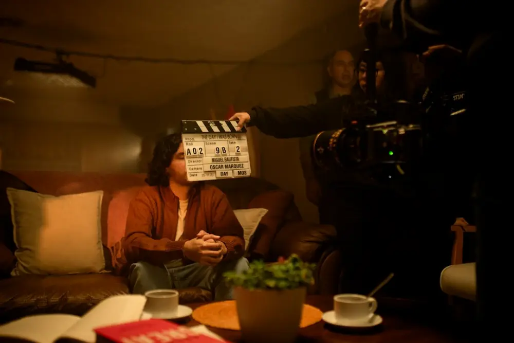 A film crew is preparing to shoot a scene, illustrating cinematic storytelling